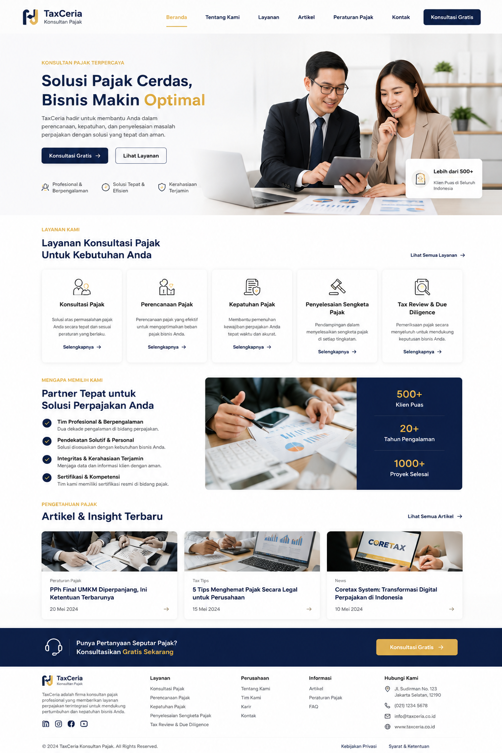 Contoh landing page web konsultan