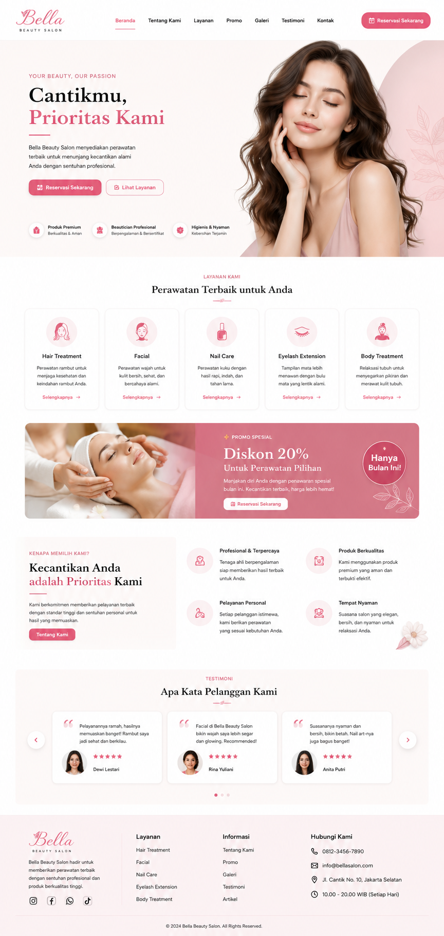 Contoh landing page web salon